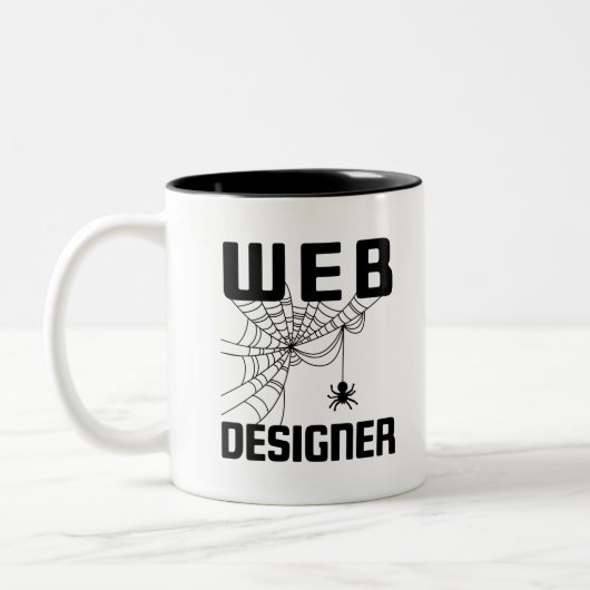 Web Designer Design Website Developer Spider Tweekleurige Koffiemok (Links)