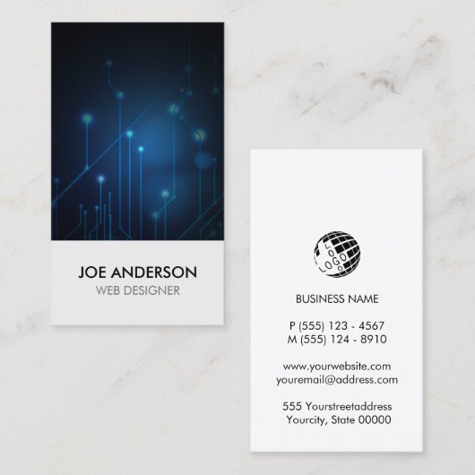 Web Designer Elektronische circuits Visitekaartje (Voorkant / Achterkant)