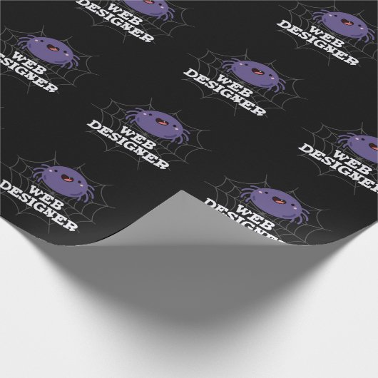 Web Designer Funny Spider Pun Dark BG Cadeaupapier (Hoek)