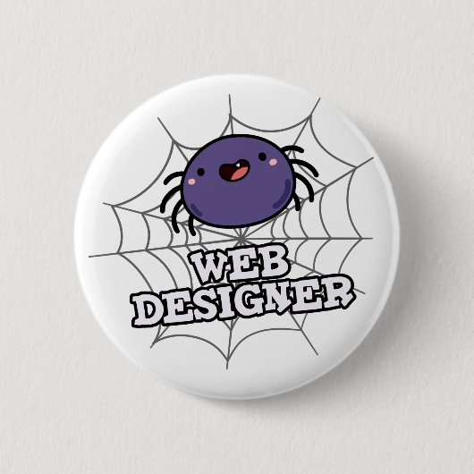 Web Designer Funny Spider Pun Ronde Button 5,7 Cm (Voorkant)