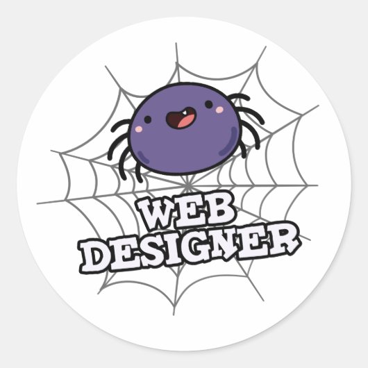 Web Designer Funny Spider Pun Ronde Sticker (Voorkant)