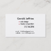 Web Designer Media Consultant Computer Whiz Visitekaartje (Achterkant)