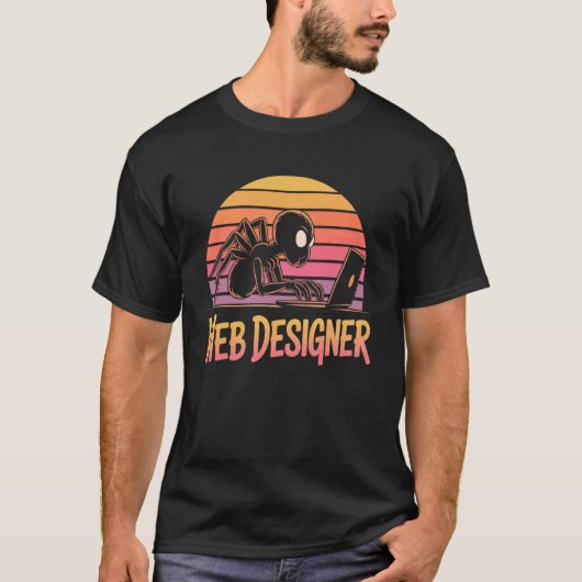 Web Designer - Spin met Laptop T-shirt (Voorkant)