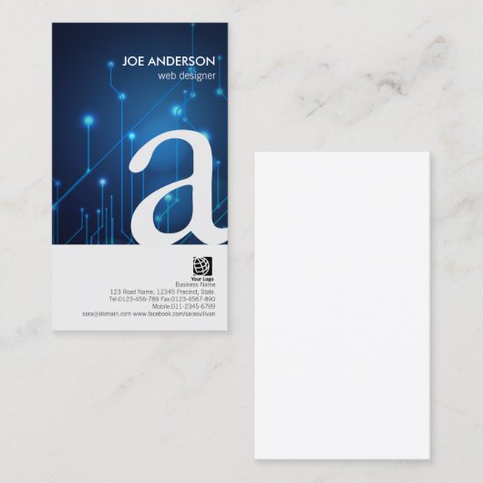 Web Designer Vet Monogram Circuits Visitekaartje (Voorkant / Achterkant)