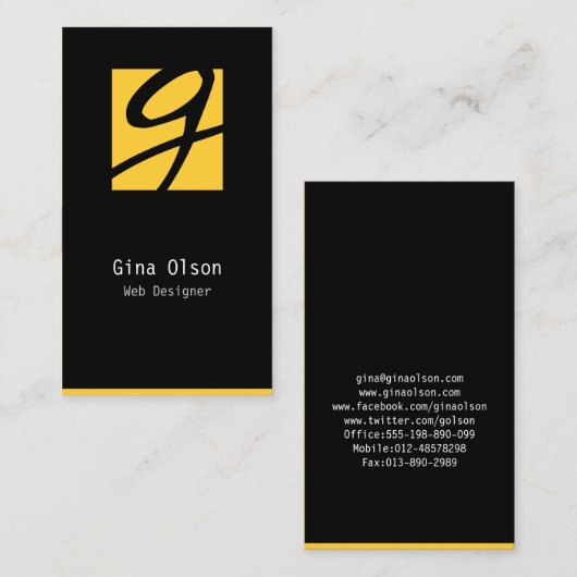 Web Designer Visitekaartje Monogramblok (Voorkant / Achterkant)