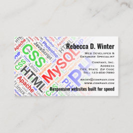 Web Developer Colorful Word Art Professional Visitekaartje
