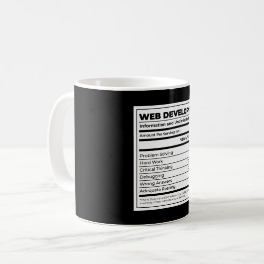 Web Developer Funny neutritunal Gift Koffiemok (Voorkant links)