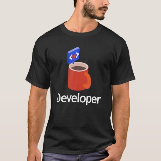 Web Developer Nerd Programmer HTML Code Coffee Gif T-shirt (Voorkant)