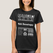 Web Developer Nutritional Facts for Web Developmen T-shirt (Voorkant)