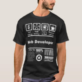 Web Developer Nutritional Facts for Web Developmen T-shirt (Voorkant)