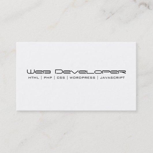 Web developer visitekaartje (Voorkant)