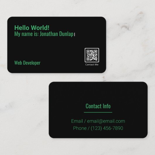 Web Developer Visitekaartje (Voorkant / Achterkant)