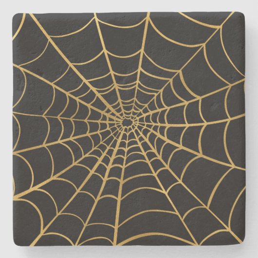 Web Gold en Black Spider Stenen Onderzetter (Voorkant)