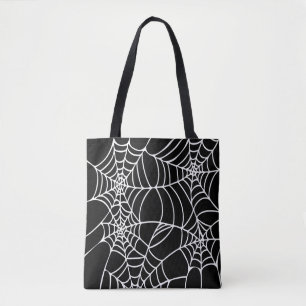 Web Gothic voor zwarte en witte Halloween Spider Tote Bag