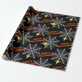 Web Halloween Black Spider Cadeaupapier (Uitgerold)