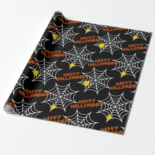Web Halloween Black Spider Cadeaupapier (Uitgerold)