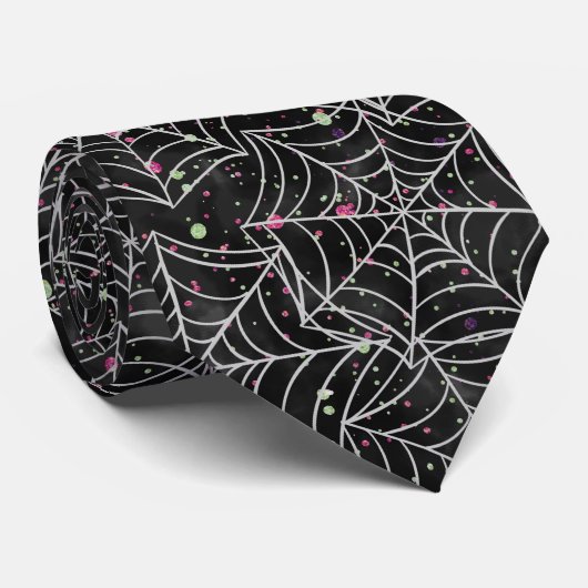 Web Halloween Black Spider Stropdas (Opgerold)