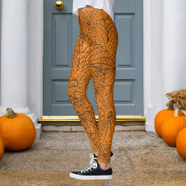 Web Halloween Oranje en Black Spider Leggings