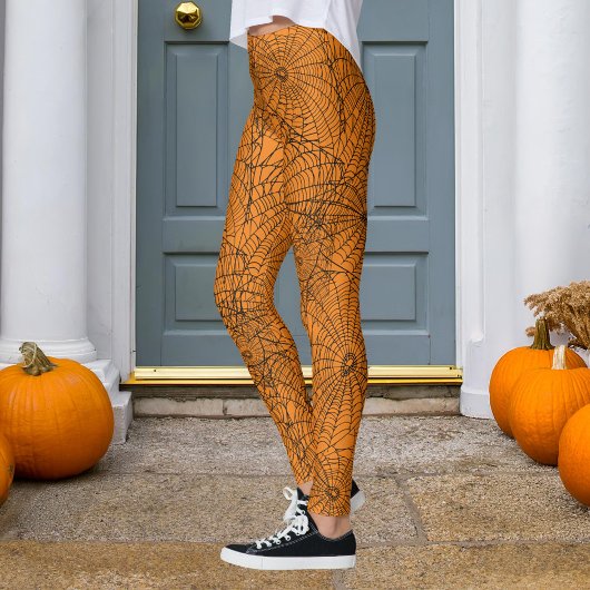 Web Halloween Oranje en Black Spider Leggings