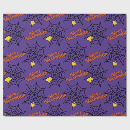 Web Halloween Paarse Spider Cadeaupapier (Vlak)