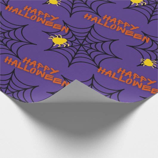 Web Halloween Paarse Spider Cadeaupapier (Hoek)