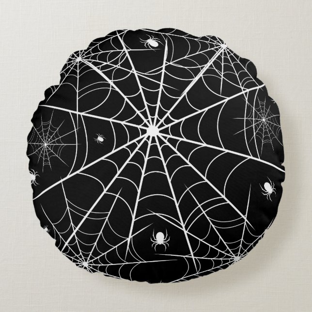 Web Halloween Spider Rond Kussen (Voorkant)