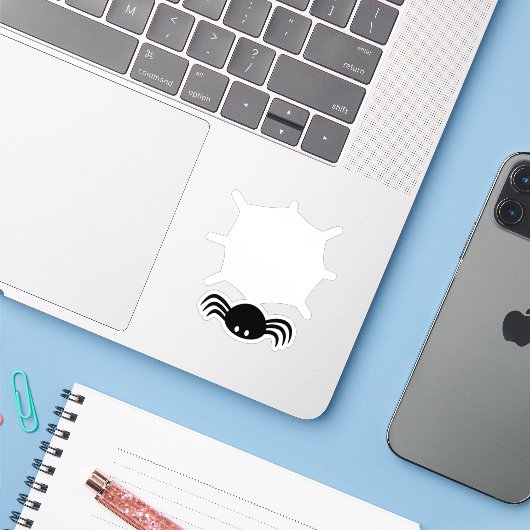 Web Halloween Spider Sticker (Laptop met iPhone)