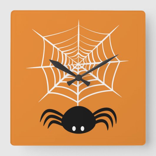 Web Halloween Spider Vierkante Klok (Voorkant)