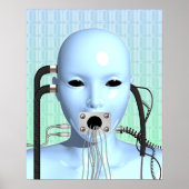 Web Head Modern Techno Industrial Surreal Art Poster (Voorkant)
