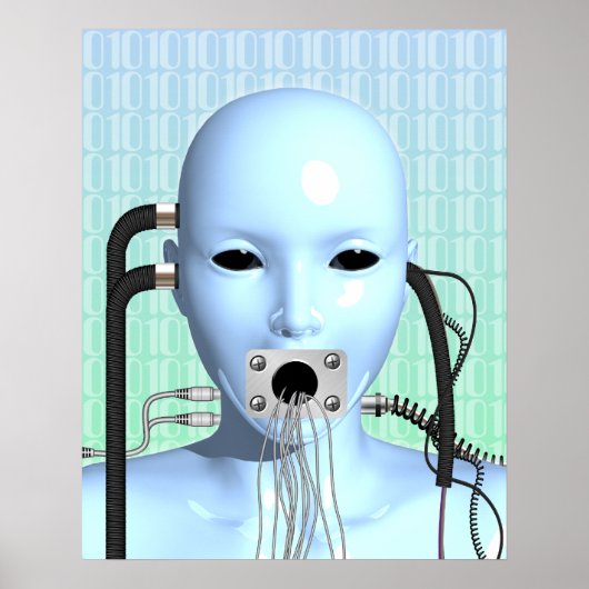 Web Head Modern Techno Industrial Surreal Art Poster (Voorkant)