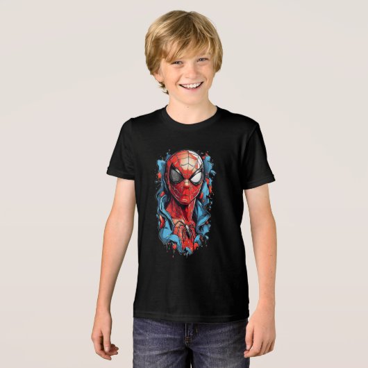Web Hero Burst – Strips stijl Tri-Blend Shirt (Voorkant volledig)