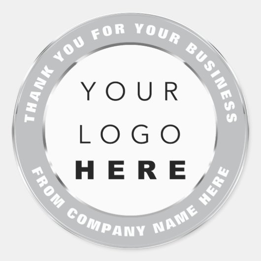 Web met de naam logo Dank u dat u Zilver Grey koop Ronde Sticker (Voorkant)