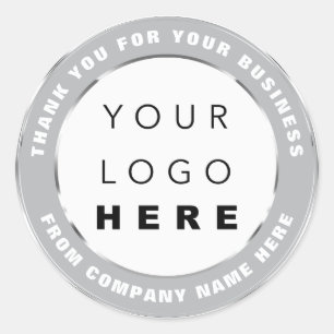 Web met de naam logo Dank u dat u Zilver Grey koop Ronde Sticker