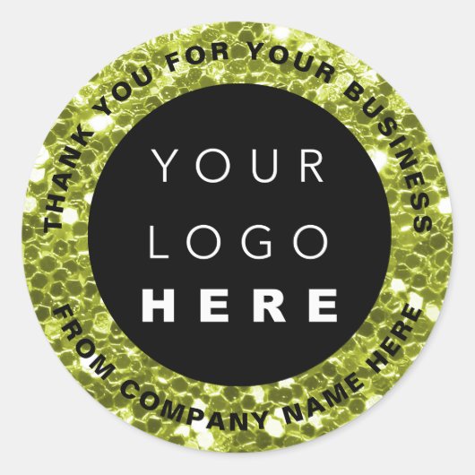Web met logo naam Dank je verse groene winkel Glit Ronde Sticker (Voorkant)
