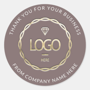 Web Naam logo Bedankt Business Gold Beige Roos Ronde Sticker