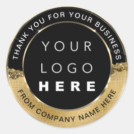 Web Naam logo Bedankt Gold Elegant Ronde Sticker