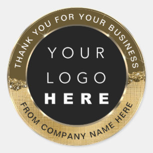 Web Naam logo Bedankt Gold Faux Sepia Ronde Sticker