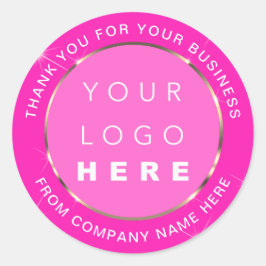 Web Naam logo Bedankt Gold Pink Fuchsia Ronde Sticker