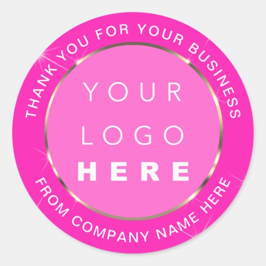 Web Naam logo Bedankt Gold Pink Fuchsia Ronde Sticker (Voorkant)
