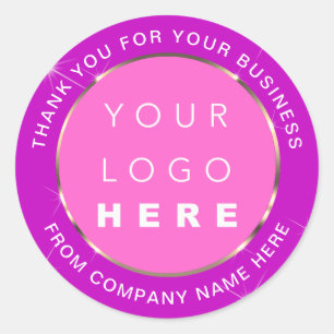 Web Naam logo Bedankt Gold Pink Magenta Ronde Sticker
