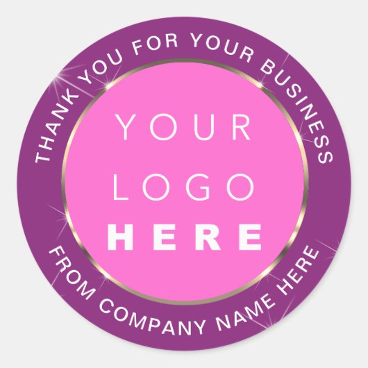 Web Naam logo Bedankt Gold Pink Paars Ronde Sticker (Voorkant)