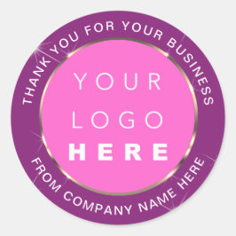 Web Naam logo Bedankt Gold Pink Paars Ronde Sticker