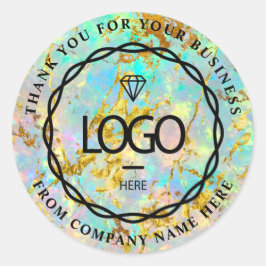 Web Naam logo - Bedrijfsnaam - Holografiek Gold Ronde Sticker