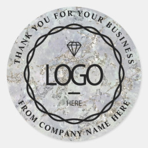 Web Naam logo Dank Bedrijfs Grijze Zilveren Slagen Ronde Sticker