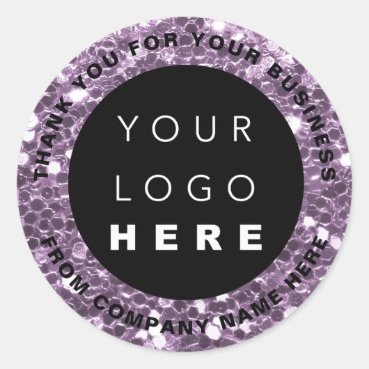 Web Naam logo Dank je Paarse winkel Glitter Ronde Sticker (Voorkant)