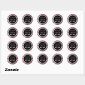 Web Naam logo Dank je Roze Rose Winkel glitter Ronde Sticker (Vel)