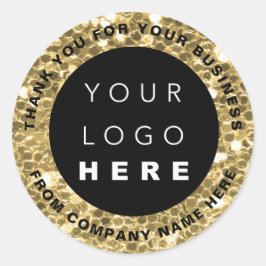 Web Naam logo Dank je Winkelen Glitter Gold Ronde Sticker