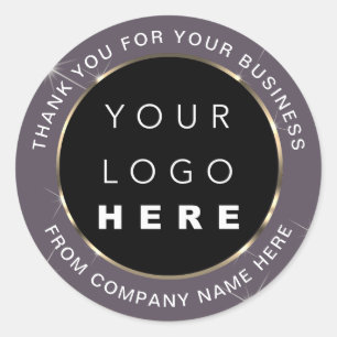 Web Naam logo Dank je Winkelen Gold Grey Paars Ronde Sticker