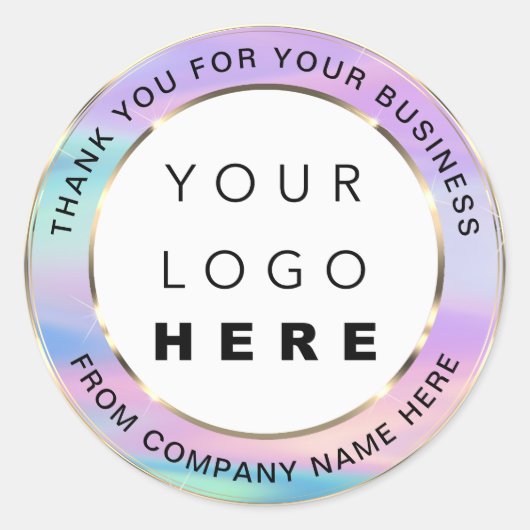 Web Naam logo Dank u Gold Pink Holohraph Ronde Sticker (Voorkant)