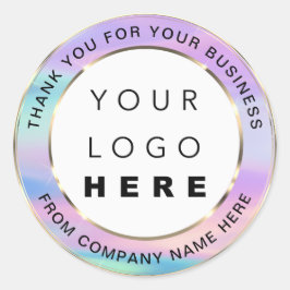 Web Naam logo Dank u Gold Pink Holohraph Ronde Sticker